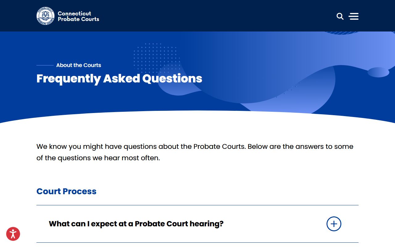 Connecticut probate court records faq page
